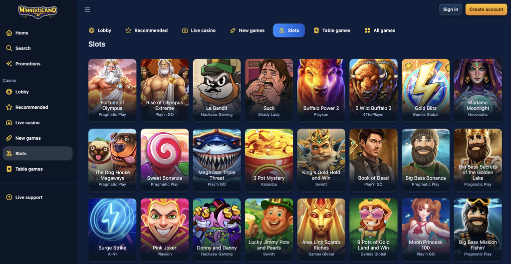 Winner Island Casino - Best Non UK Casino for Slot Players